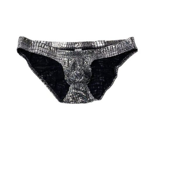 NEW MAN Bodywear Men's Silver Snakeskin Briefs - Picture 3 of 5